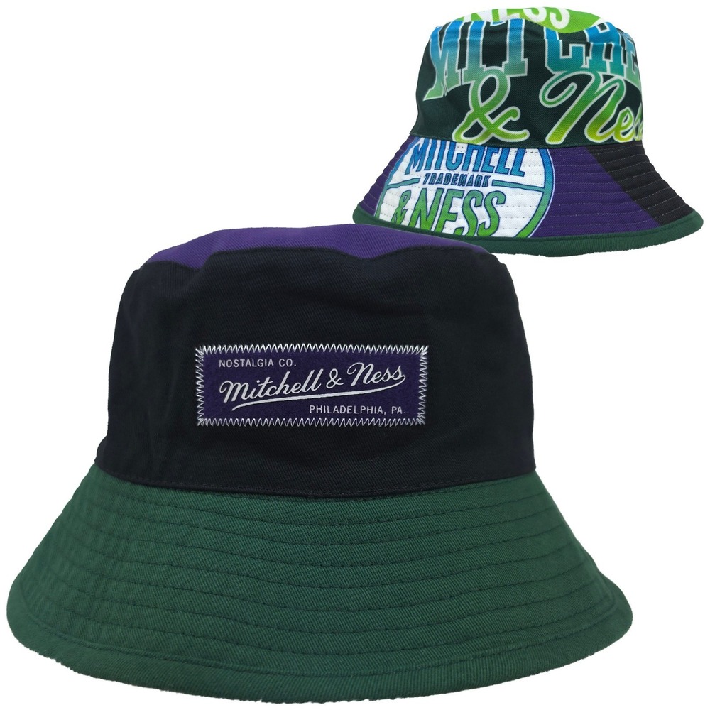 Mitchell & Ness Reversible Bucket Hat Cap Size Medium/Large Woven Label Logo New